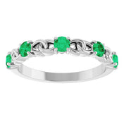 Platinum Natural Emerald Stackable Ring