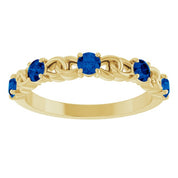 14K Yellow Lab-Grown Blue Sapphire Stackable Ring