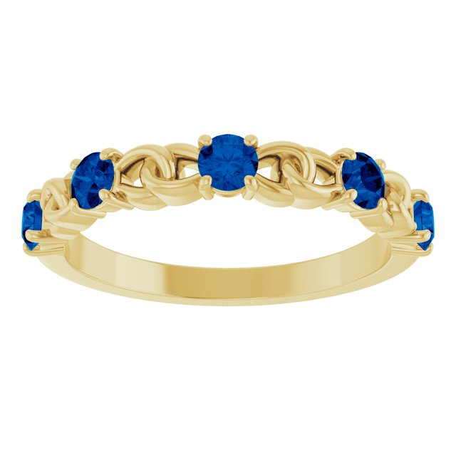 14K Yellow Lab-Grown Blue Sapphire Stackable Ring