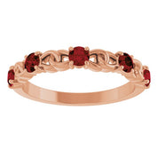 14K Rose Natural Mozambique Garnet Stackable Ring