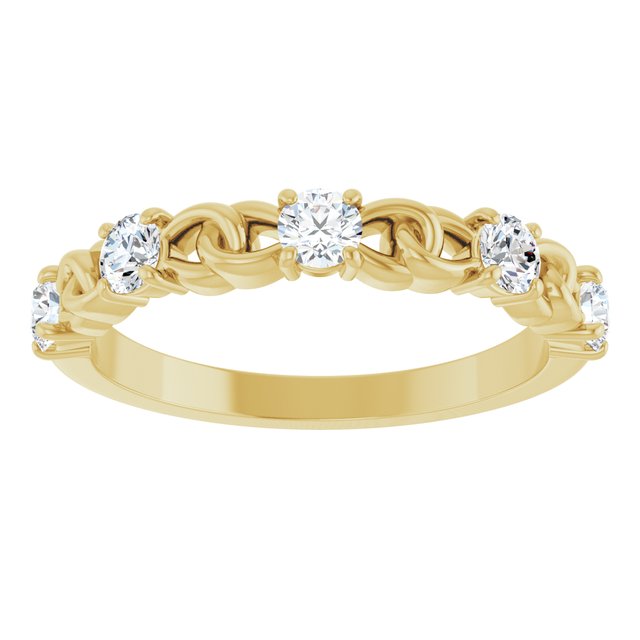14K Yellow Natural White Sapphire Stackable Ring