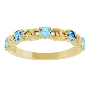 14K Yellow Natural Aquamarine Stackable Ring