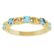 14K Yellow Natural Aquamarine Stackable Ring