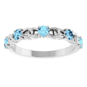 Platinum Natural Aquamarine Stackable Ring