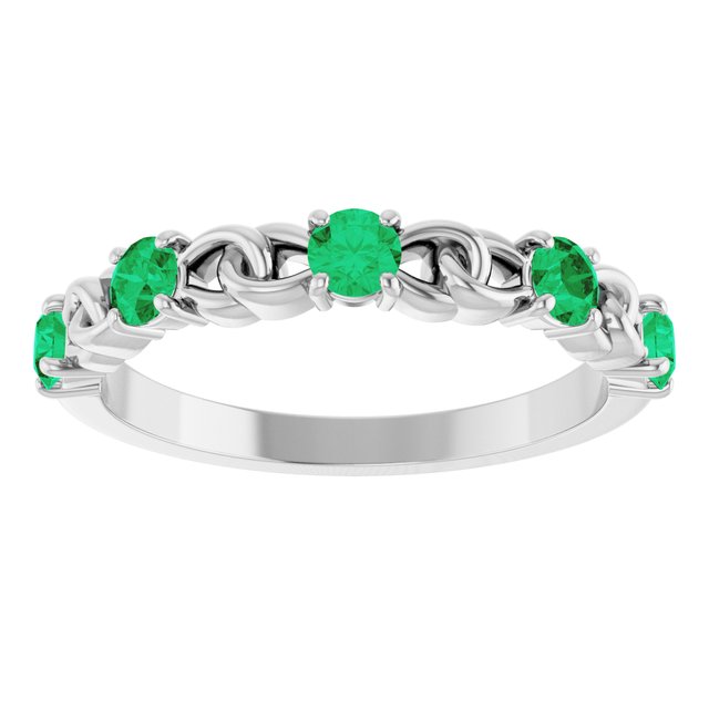 Sterling Silver Lab-Grown Emerald Stackable Ring