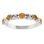 Platinum Natural Citrine Stackable Ring