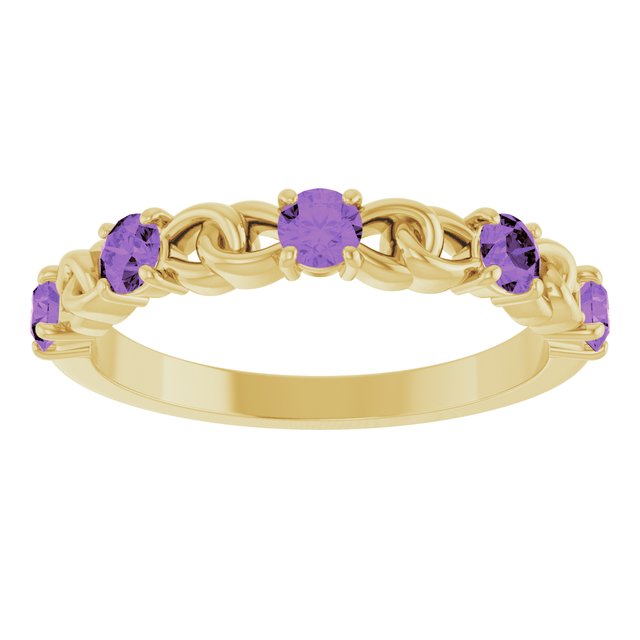 14K Yellow Natural Amethyst Stackable Ring