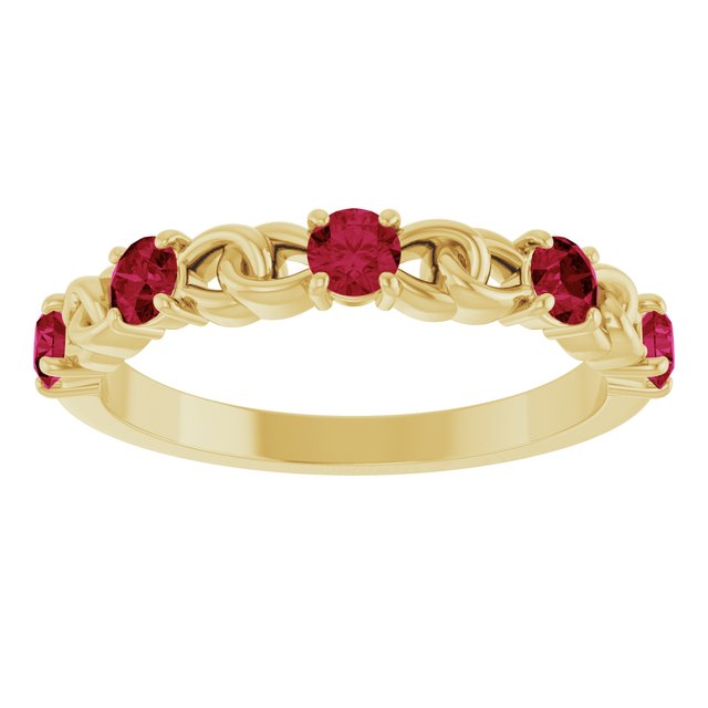 14K Yellow Natural Ruby Stackable Ring