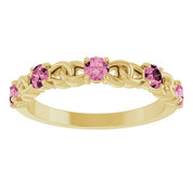 14K Yellow Natural Pink Tourmaline Stackable Ring