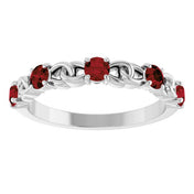14K White Natural Mozambique Garnet Stackable Ring