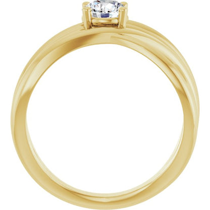 14K Gold 1/4 Carat Lab-Grown Diamond Tapered Criss-Cross Ring