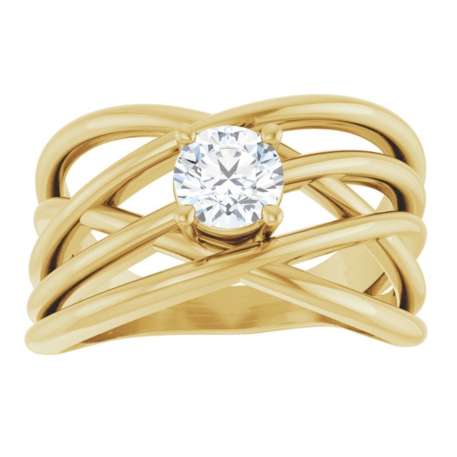 14K Gold 1/4 Carat Lab-Grown Diamond Tapered Criss-Cross Ring