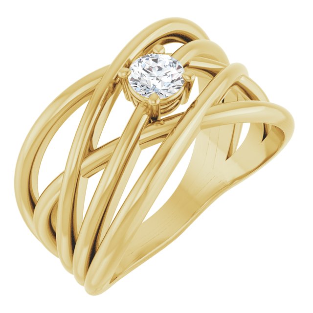 14K Gold 1/4 Carat Lab-Grown Diamond Tapered Criss-Cross Ring