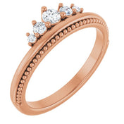 14K Rose 1/5 CTW Natural Diamond Stackable Crown Ring