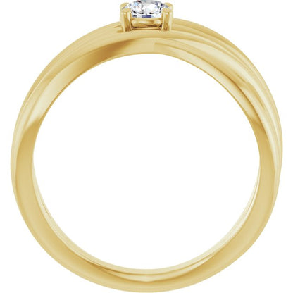 14K Gold 1/4 Carat Lab-Grown Diamond Tapered Criss-Cross Ring