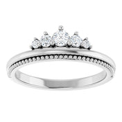 Platinum 1/5 CTW Natural Diamond Stackable Crown Ring