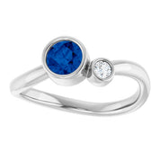 Sterling Silver 5 mm Lab-Grown Blue Sapphire & .06 CT Natural Diamond Ring
