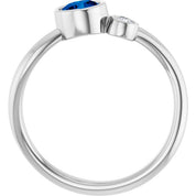 Sterling Silver 5 mm Lab-Grown Blue Sapphire & .06 CT Natural Diamond Ring