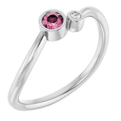 14K White 3 mm Natural Pink Tourmaline & .015 CT Natural Diamond Ring