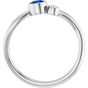 Sterling Silver 4 mm Lab-Grown Blue Sapphire & .03 CT Natural Diamond Ring