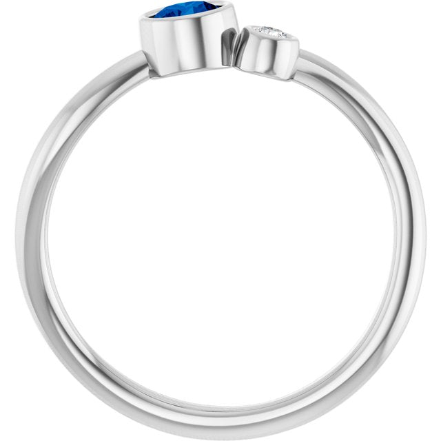 Sterling Silver 4 mm Lab-Grown Blue Sapphire & .03 CT Natural Diamond Ring