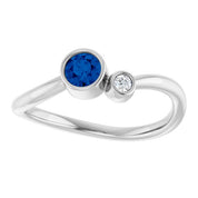 Sterling Silver 4 mm Lab-Grown Blue Sapphire & .03 CT Natural Diamond Ring