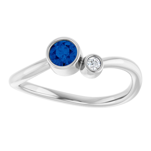 Sterling Silver 4 mm Lab-Grown Blue Sapphire & .03 CT Natural Diamond Ring