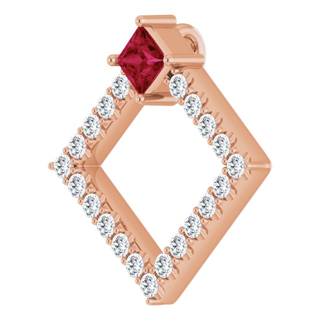 14K Rose Natural Ruby & 3/8 CTW Natural Diamond Pendant