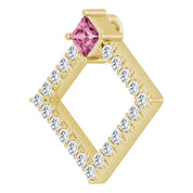 14K Yellow Natural Pink Tourmaline & 3/8 CTW Natural Diamond Pendant