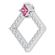 14K White Natural Pink Tourmaline & 3/8 CTW Natural Diamond Pendant