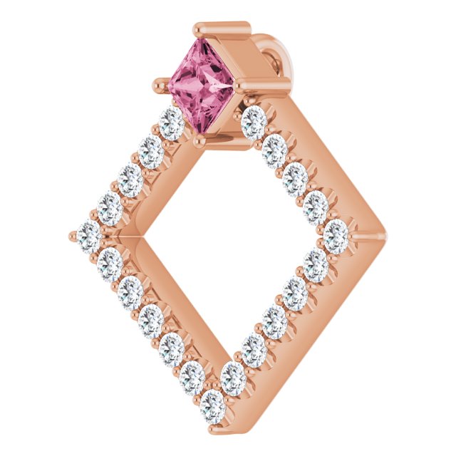 14K Rose Natural Pink Tourmaline & 3/8 CTW Natural Diamond Pendant