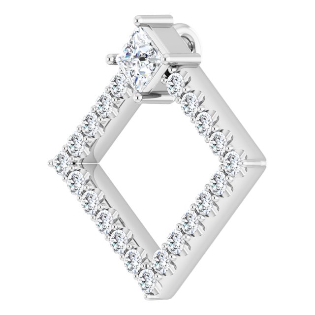 14K White Natural White Sapphire & 3/8 CTW Natural Diamond Pendant