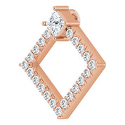 14K Rose Natural White Sapphire & 3/8 CTW Natural Diamond Pendant