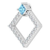 14K White Natural Aquamarine & 3/8 CTW Natural Diamond Pendant