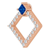 14K Rose Natural Blue Sapphire & 3/8 CTW Natural Diamond Pendant
