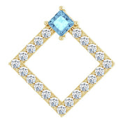 14K Yellow Natural Aquamarine & 3/8 CTW Natural Diamond Pendant