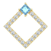 14K Yellow Natural Aquamarine & 3/8 CTW Natural Diamond Pendant