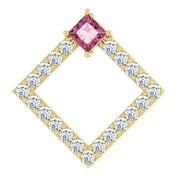 14K Yellow Natural Pink Tourmaline & 3/8 CTW Natural Diamond Pendant