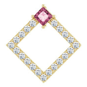 14K Yellow Natural Pink Tourmaline & 3/8 CTW Natural Diamond Pendant