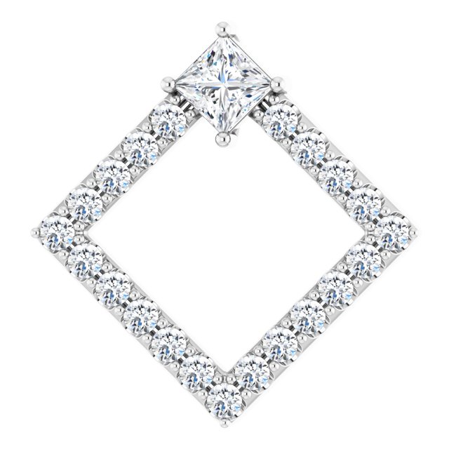 14K White Natural White Sapphire & 3/8 CTW Natural Diamond Pendant