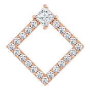 14K Rose Natural White Sapphire & 3/8 CTW Natural Diamond Pendant