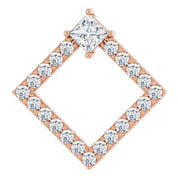14K Rose Natural White Sapphire & 3/8 CTW Natural Diamond Pendant