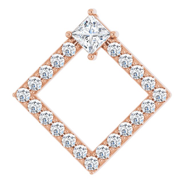 14K Rose Natural White Sapphire & 3/8 CTW Natural Diamond Pendant