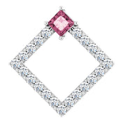14K White Natural Pink Tourmaline & 3/8 CTW Natural Diamond Pendant