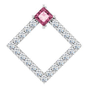 14K White Natural Pink Tourmaline & 3/8 CTW Natural Diamond Pendant