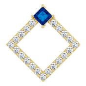 14K Yellow Natural Blue Sapphire & 3/8 CTW Natural Diamond Pendant