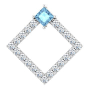 14K White Natural Aquamarine & 3/8 CTW Natural Diamond Pendant