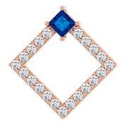 14K Rose Natural Blue Sapphire & 3/8 CTW Natural Diamond Pendant