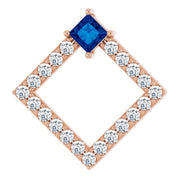 14K Rose Natural Blue Sapphire & 3/8 CTW Natural Diamond Pendant