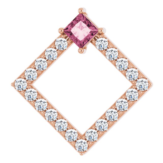 14K Rose Natural Pink Tourmaline & 3/8 CTW Natural Diamond Pendant